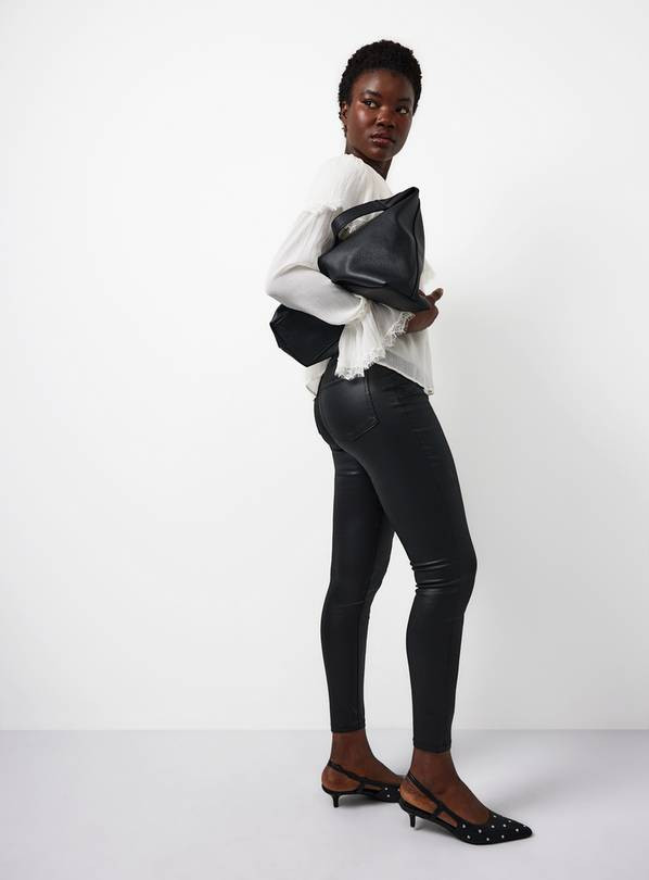 Black Coated Modal Blend Skinny Jeans 10S | Tu Clothing