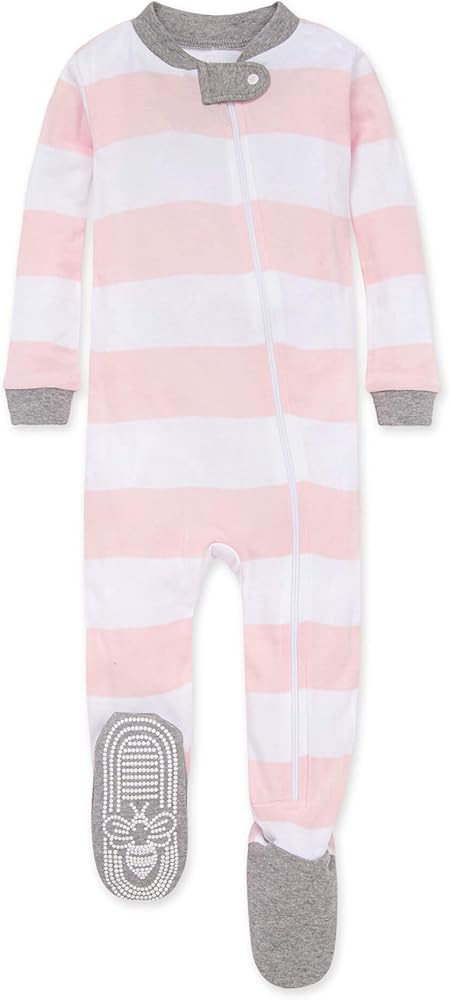 Burt's Bees Baby Baby Girls' Sleeper Pajamas, Zip Front Non-slip Footed Sleeper Pjs, 100% Organic... | Amazon (US)