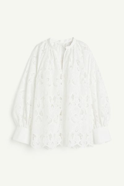 Broderie anglaise blouse - White - Ladies | H&M GB | H&M (UK, MY, IN, SG, PH, TW, HK)