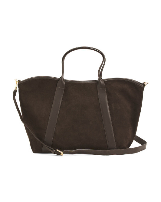 Made In Italy Suede Large Tote With Double Handles | TJ Maxx