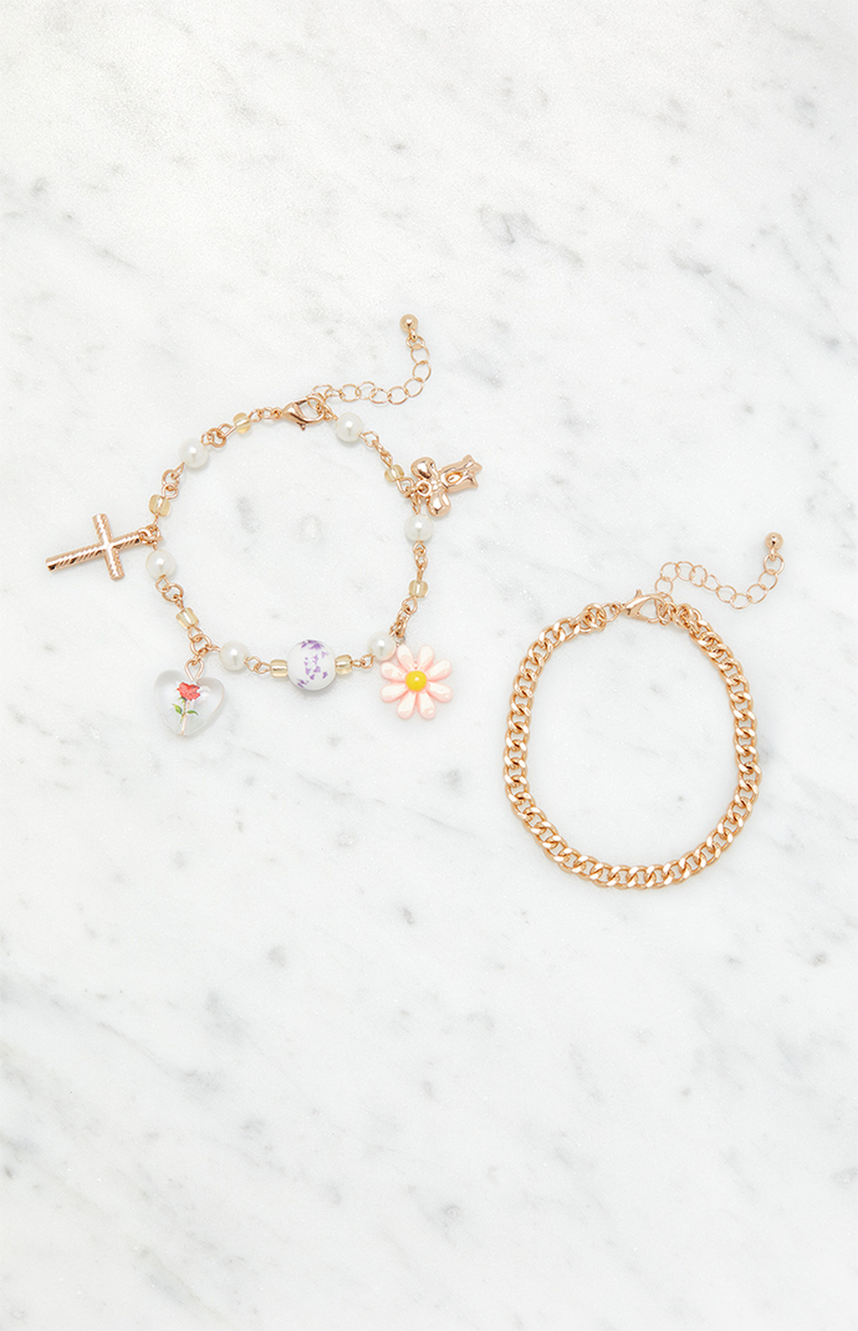 LA Hearts 2 Pack Heart Charm Bracelets | PacSun