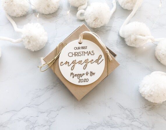 Our First Christmas Engaged Ornament - White Acrylic First Christmas Engaged Ornament - Engagemen... | Etsy (US)