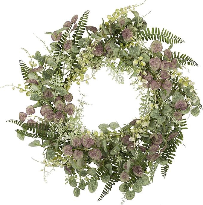 18 inch Artificial Fern Spring Door Wreath Welcome Greenery Front Door Wreath Green Wreath for We... | Amazon (US)