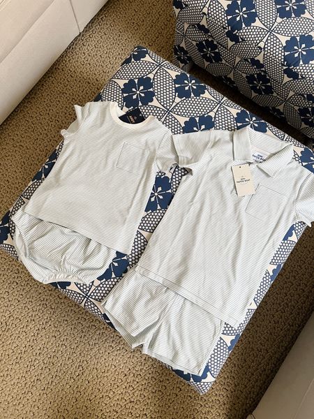 The cutest little boy striped cotton sets for spring and summer 🤍

#LTKkids #LTKbaby