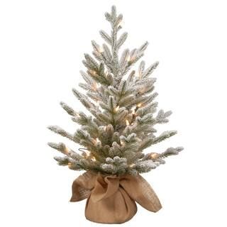 National Tree Company 2.5 ft. Snowy Cambridge Artificial Christmas Tree with Battery Operated Lig... | The Home Depot