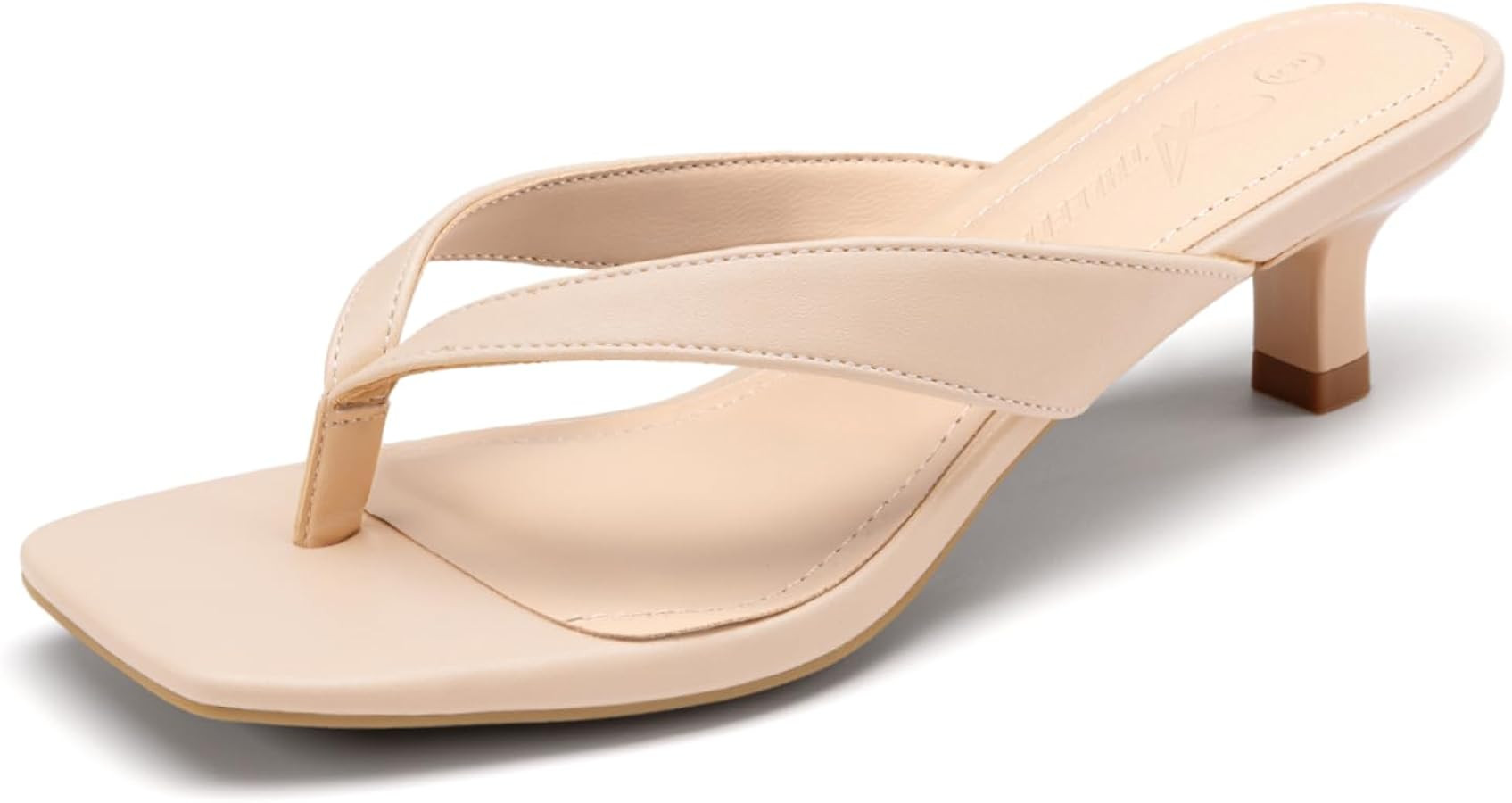 Athlefit Women's Kitten Heels Flip Flops Square Toe Low Heels Slip On Comfortable Summer Thong He... | Amazon (US)