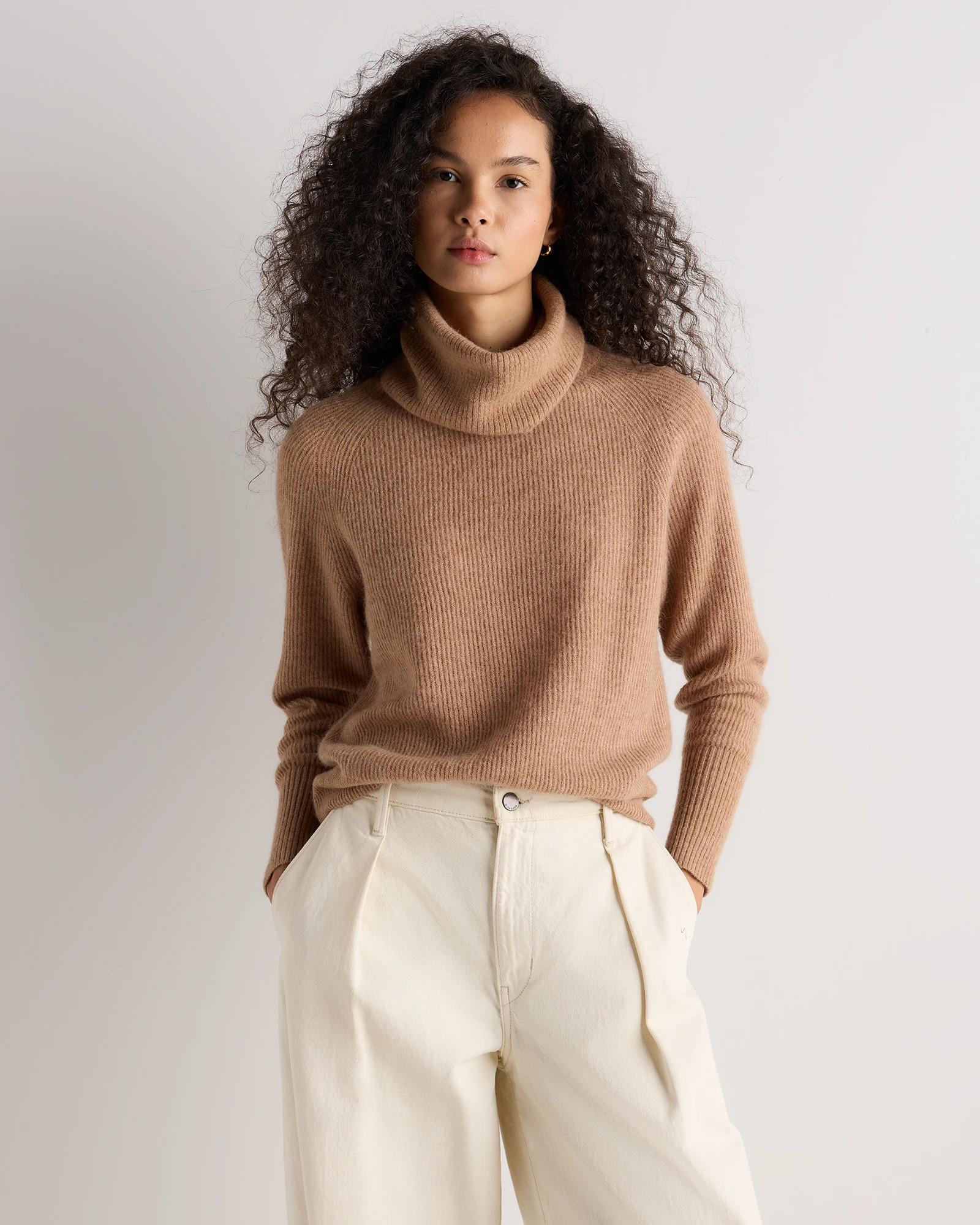 Quince | Women's Lightweight Baby Alpaca Turtleneck Sweater in Smoked Charcoal, Size Medium | Quince