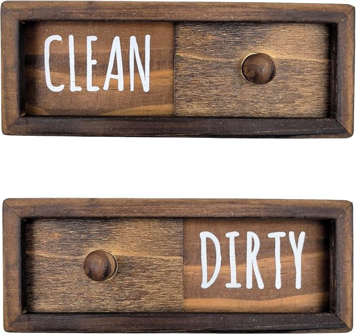 WOJOGO Dishwasher Magnet Clean Dirty Sign \u2013 Farmhouse Rustic Wood Clean Dirty Magnet Sign, W... | Amazon (US)