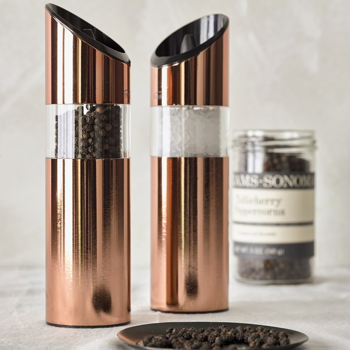Trudeau Graviti Electric Salt & Pepper Mills, Copper | Williams-Sonoma