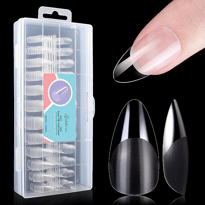 Amazon.com: Gelike EC Soft Gel Full Cover Nail Tips Kit for Soak Off Nail Extensions, 240Pcs Clea... | Amazon (US)