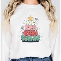 Merry Christmas Sweatshirt, Tree Women's Retro Festive Sweatshirt | Etsy (US)