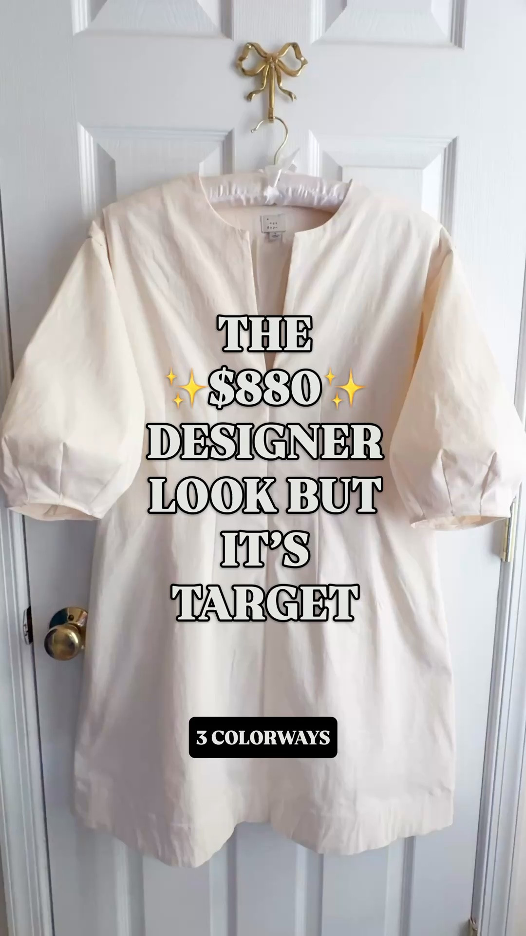 TOTEME look for less | Target fall dress | teacher outfits | fall workwear

The $880 TOTEME Balloon Sleeve Cotton Dress silhouette for $40 from Target? I had to see this dress in person, and it’s one of my favorite Target finds in a while. 👀

The high split neckline, dramatic elbow length balloon sleeves, shaped waist and A-line mini skirt are the details that made me think of TOTEME. The cream has that clean, sculptural designer look. It also comes in brown and black for fall.

The quality is SO GOOD.  It’s lined, the stretch fine twill is substantial and almost ponte like in person, and those sleeves hold their shape. You also get a functional front zipper, real side pockets and a machine washable dress for $40.

Wear it with flats for lunch or boots for a fall dinner. Add tights when it gets cooler. If a shorter hem works for your dress code, it’s a polished option for teacher outfits and work outfits too. Shop the three colors below.

TOTEME dress look for less, TOTEME Balloon Sleeve Cotton Dress inspired, Target designer look for less, Target fall dresses, Target style, Target finds, Target fashion finds, A New Day dress, balloon sleeve dress, fall dresses for women, fall outfits women, teacher outfits fall, teacher dresses, teacher work outfits, fall work dresses, fall office outfits, workwear women, business casual dress, work outfits women, cream mini dress, brown fall dress, black mini dress, elbow sleeve dress, A-line mini dress, split neck dress, structured dress, lined dress, dress with pockets, affordable fall dress

#TargetStyle #TargetFinds #LookForLess #FallDresses #TeacherOutfits #WorkOutfit #TeacherOutfit #FallDress #TimelessStyle #QuietLuxury @Target

#LTKSeasonal #LTKWorkwear #LTKWedding