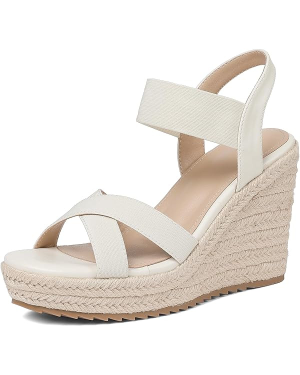 Mikarka Elastic Strap Wedge Sandals for Women: Comfortable Wedges Heels for Women - Open Toe Plat... | Amazon (US)