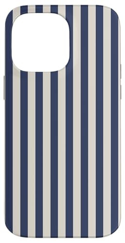 Navy Blue and Beige Striped Vertical Preppy Stripes Cute Case for iPhone 14 Pro Max | Amazon (US)
