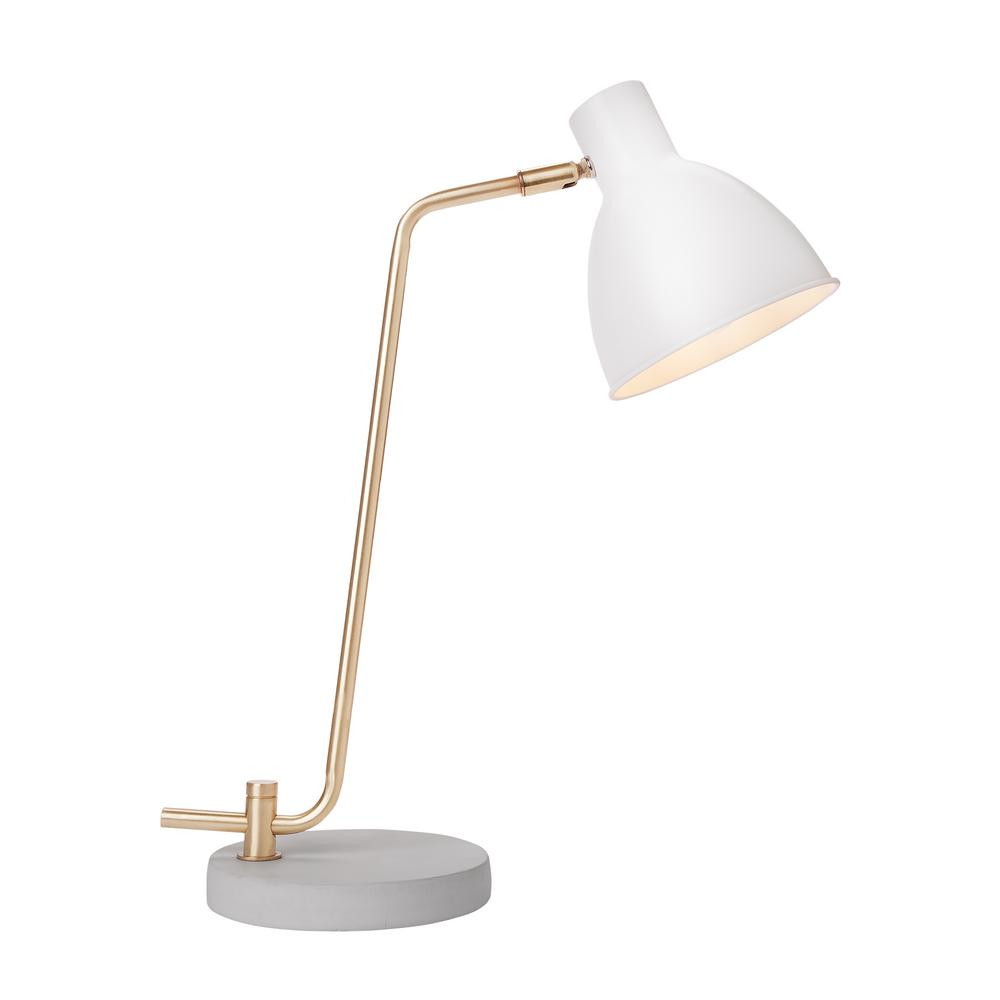 Newhouse Lighting 20.5 in. White Contemporary Desk or Table Lamp with Free LED Bulb | The Home Depot