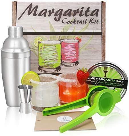 Margarita Cocktail Kit - Set of Rocks Glasses | Stainless Cocktail Shaker & Jigger | Citrus Squee... | Amazon (US)