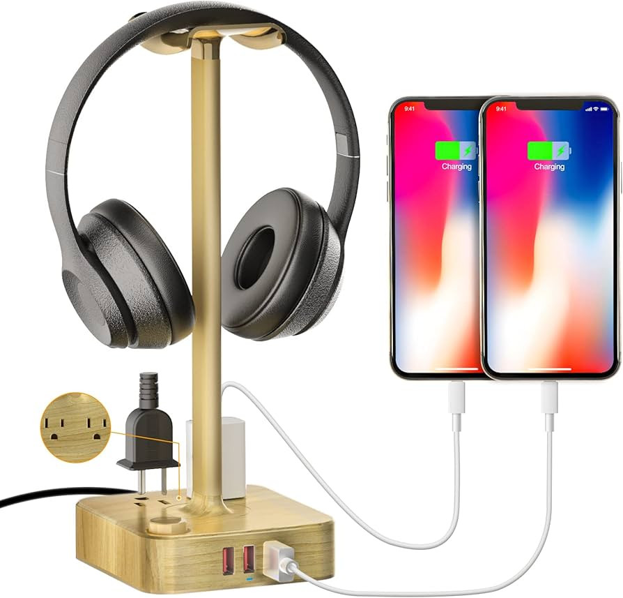cozoo Headphone Stand with 3 USB Charger Desk Gaming Headset Holder Hanger Rack with 3 USB Chargi... | Amazon (US)