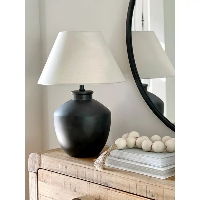 My Texas House 22" Urn Table Lamp, Distressed Texture, Black Finish, LED Bulb Included - Walmart.... | Walmart (US)
