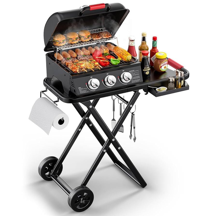 3-Burner Portable Gas Grill with 30,000 BTU, 320 SQ.IN Detachable Propane Grills, Non-Stick Porce... | Amazon (US)