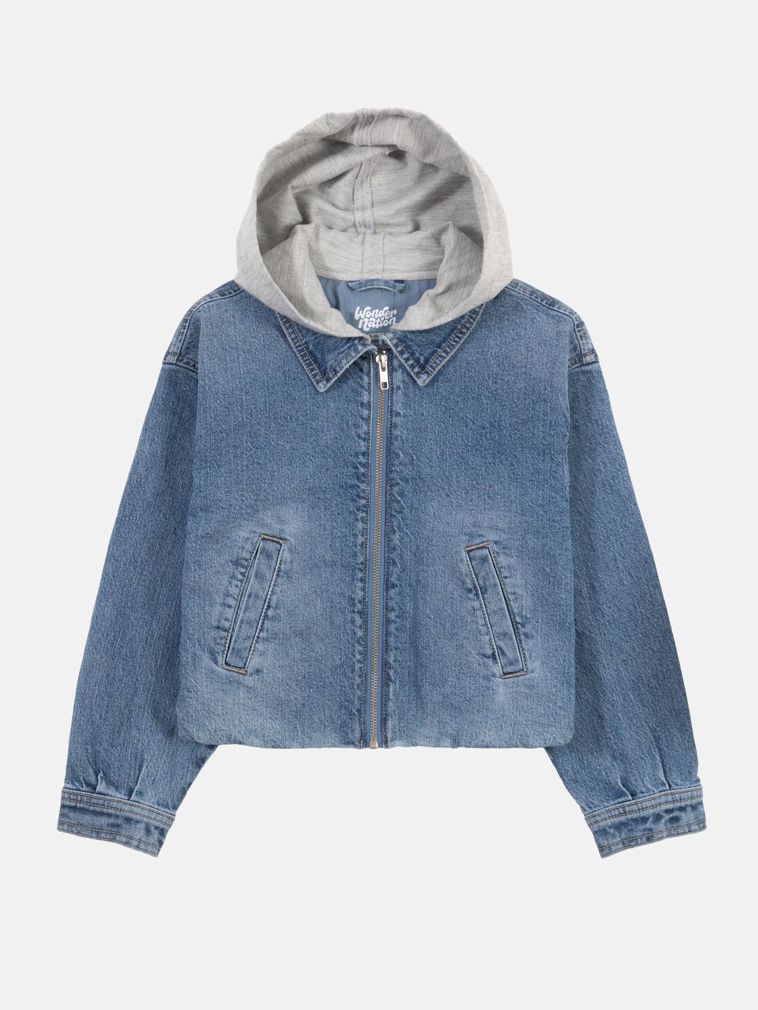 Wonder Nation Girls Denim Bubble Jacket, Sizes 4-18 & Plus | Walmart (US)