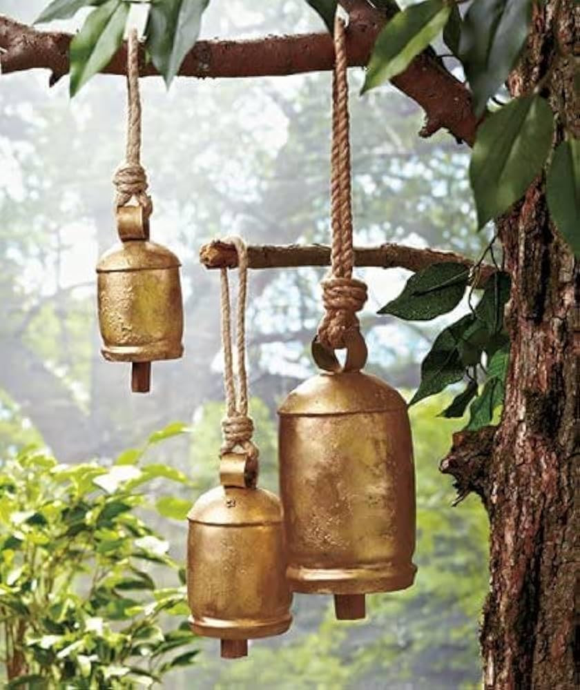 SKEMIX Set of 3 Hanging Harmony Bells Garden Rustic Relaxing Tranquil Wind Chimes | Amazon (US)