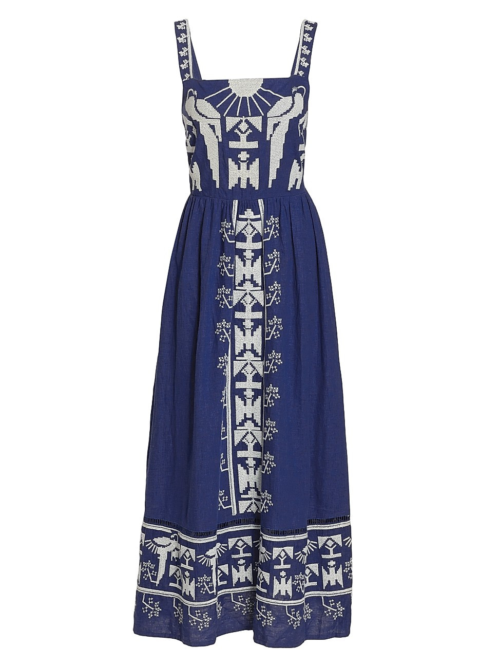 Women's Navy Macaw Embroidered Maxi Dress - Navy Blue - Size Small - Navy Blue - Size Small | Saks Fifth Avenue