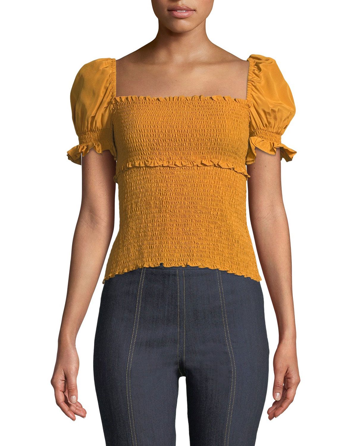 Ellis Smocked Short-Sleeve Top | Neiman Marcus