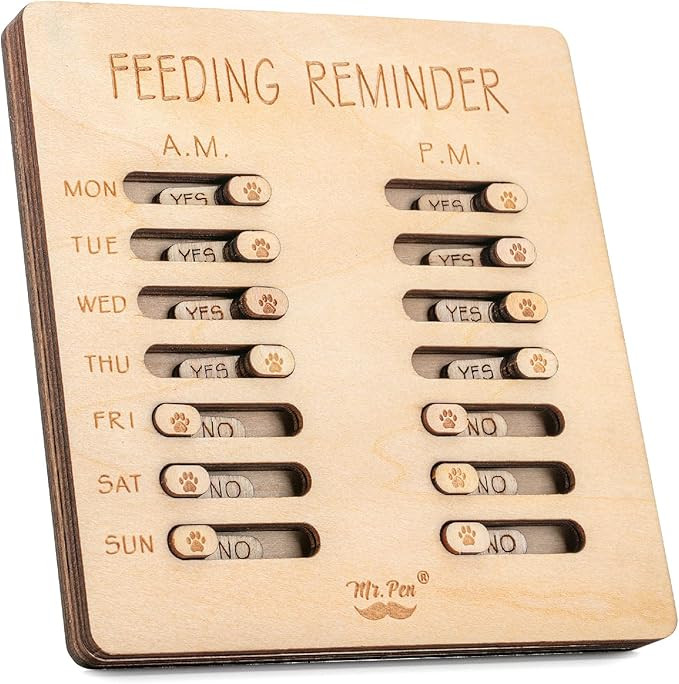 Mr. Pen- Dog Feeding Reminder, Wooden, AM/PM Daily Indication Chart, Pet Feeding Reminder, Dog Fe... | Amazon (US)