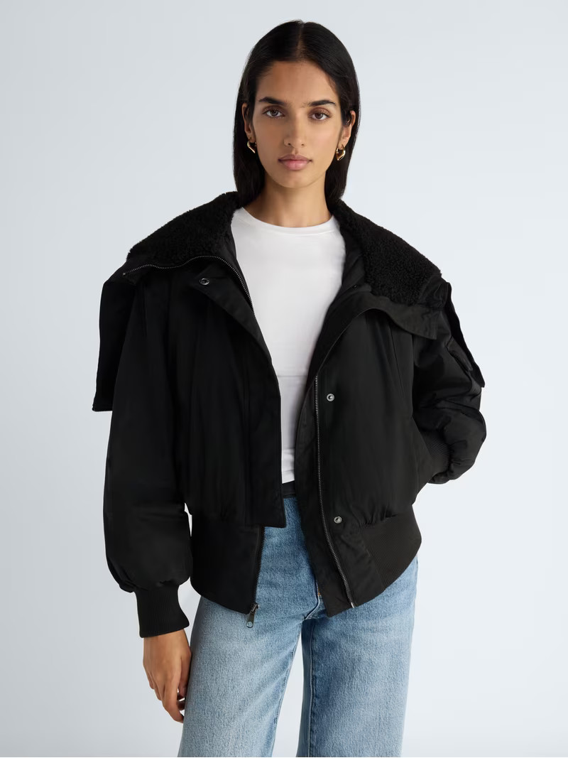 Scoop Women's and Women's Plus Fur Collar Bomber Jacket, Sizes XS-4X | Walmart (US)