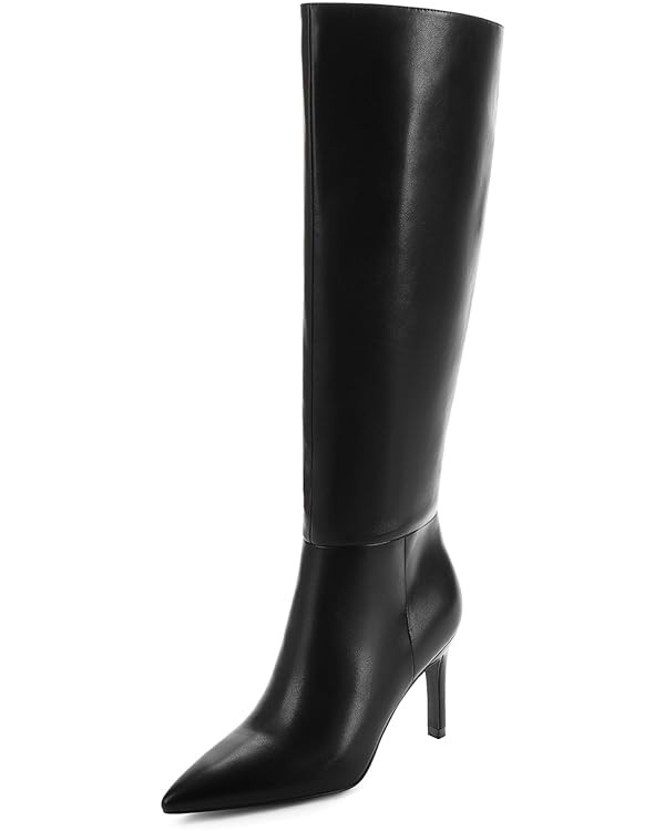 Knee High Boots Women Pointed Toe Tall Boots 3 In Stiletto High Heel Long Boots Side Zipper Dress... | Amazon (US)