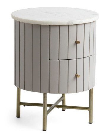Marble Top Two Drawer Bedside Table | TJ Maxx