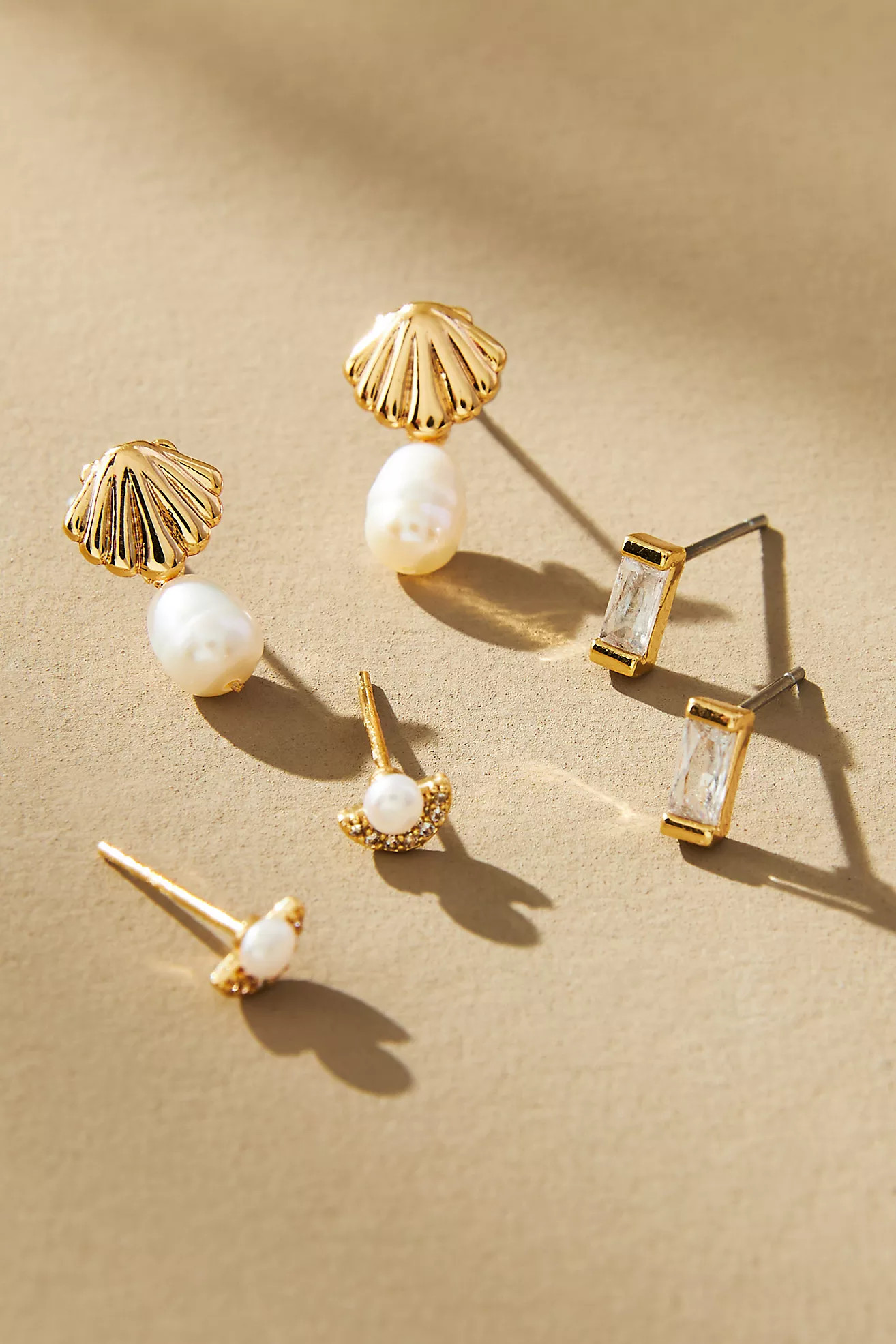 Shell Front-Back Earrings, Set of 3 | Anthropologie (US)