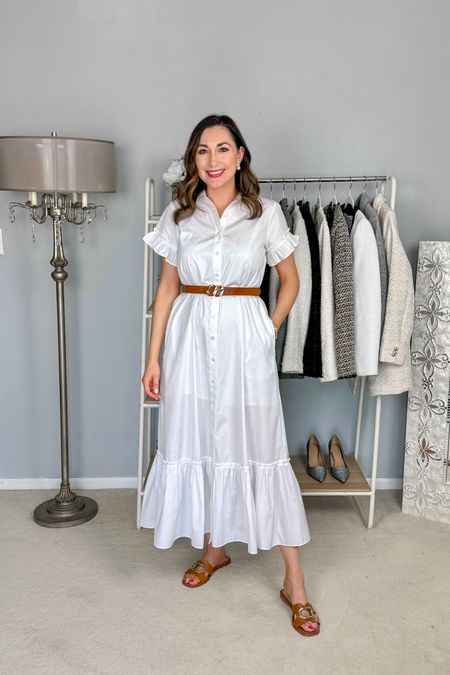 Vacation outfit 🤍

White button-up maxi dress size xs, fits oversized (can size down)
Tan sandals (linked similar)

White dress 
Summer dress 
Summer outfit 
Spring outfit 


#LTKtravel #LTKSeasonal #LTKstyletip