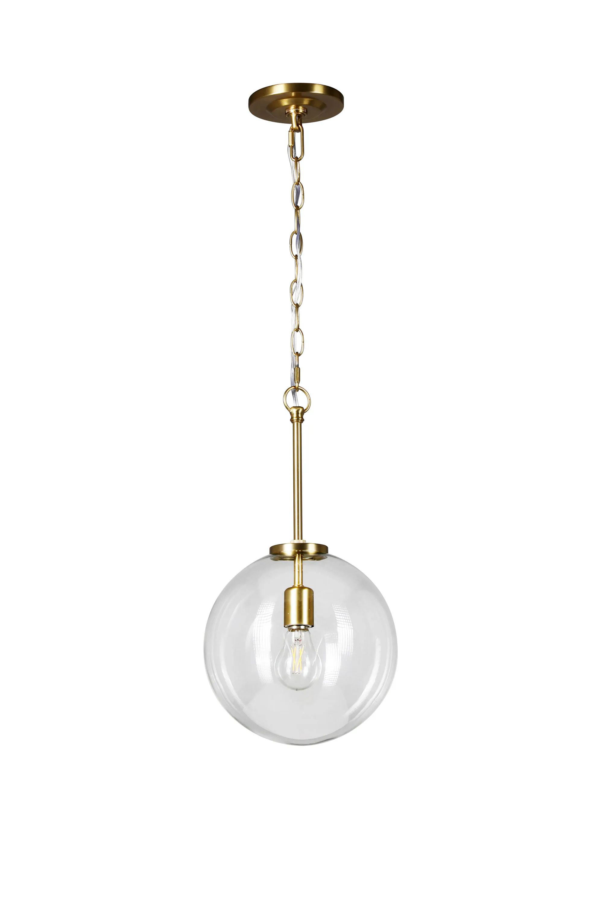 Origin 21 Haven Brushed Gold Modern/Contemporary Clear Glass Globe Mini Pendant Light | Lowe's
