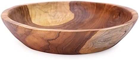 Amazon.com: ANDALUCA Rustic Teak Wood Hand Carved Organic Bowl (11"-12" Diameter) : Home & Kitche... | Amazon (US)