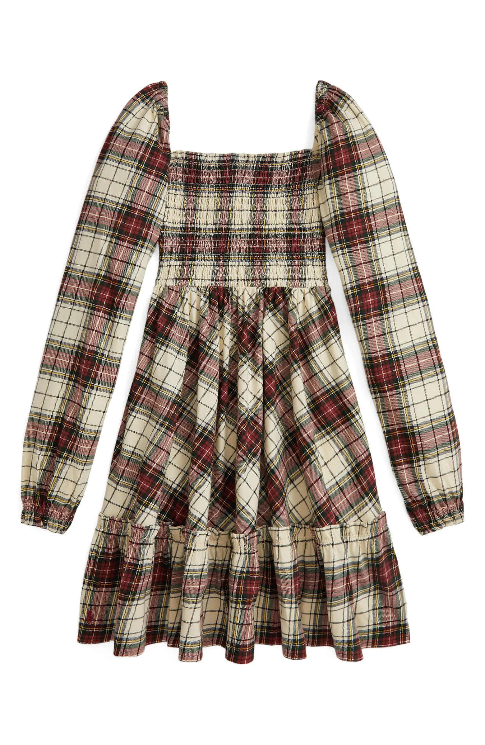 Kids' Plaid Long Sleeve Cotton Dress | Nordstrom