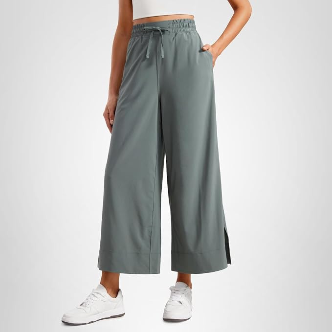 CRZ YOGA Lightweight Wide Leg Cropped Pants for Women 25" - Casual Travel Work Sweatpants Summer | Amazon (US)