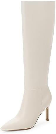 Knee High Boots Women Pointed Toe Tall Boots 3 In Stiletto High Heel Long Boots Side Zipper Dress... | Amazon (US)