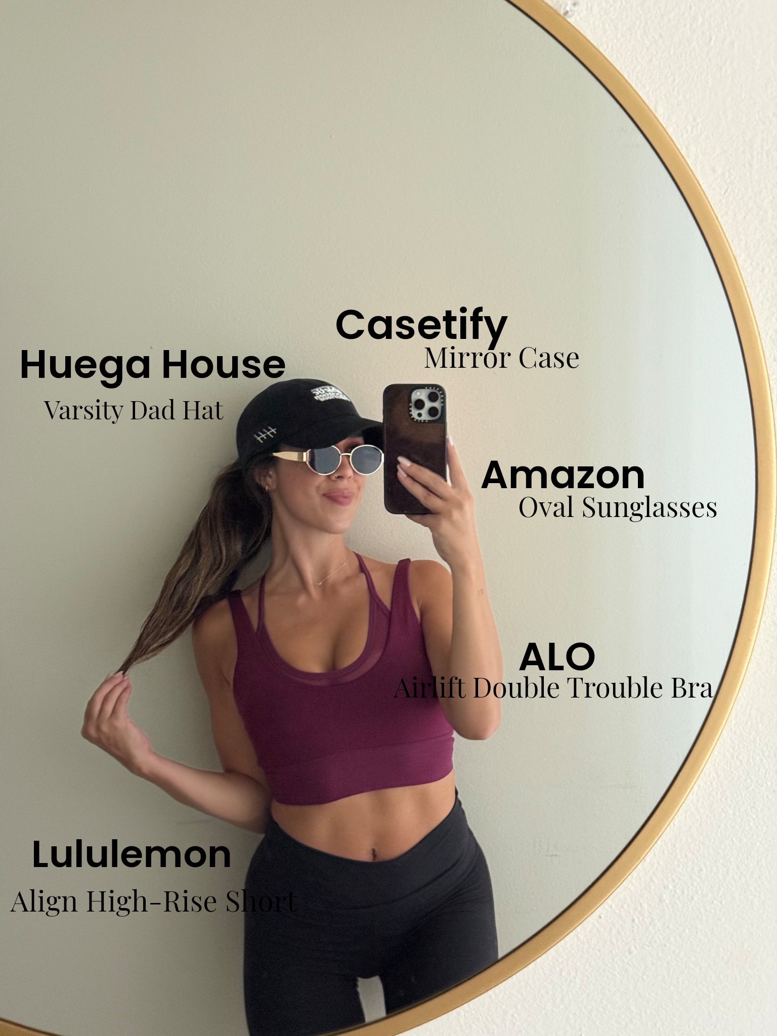 Gym, run errands, lounge at home fit 🏋🏻‍♀️👟
Huega House 15% off code (sbetts15) 

#gymattire #alo #burgandybra #lululemon #bikershorts #huegahouse #dadhat #amazon #sunglasses #celinedupe #casetify #mirrorcase 