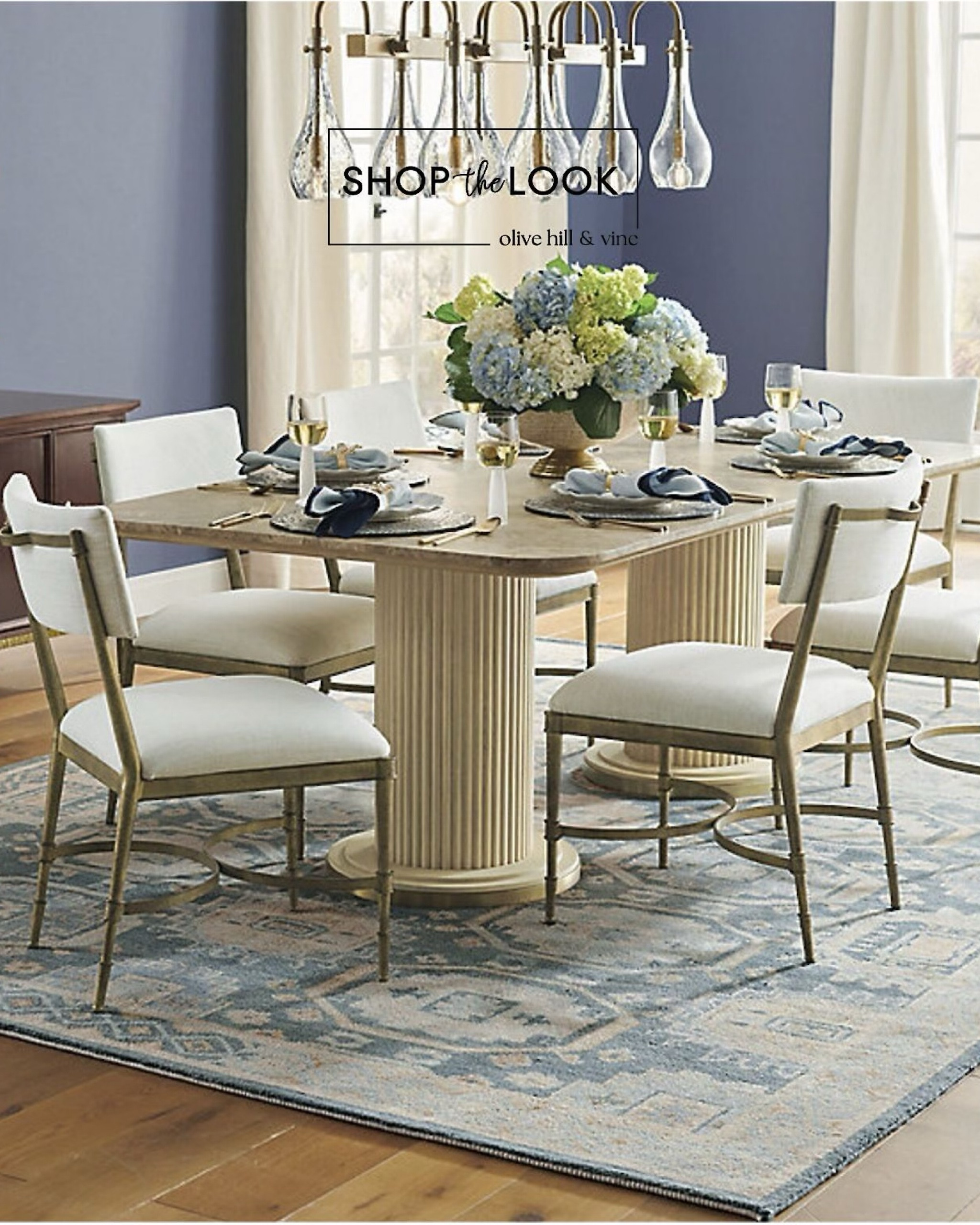 We love the elegance of this dining room that blends sophistication with comfort. A marble-topped table with a fluted wood pedestal base seats up to 10, paired with iron-framed chairs. A curly maple veneer sideboard, hand-knotted rug, and a stunning chandelier finish the look beautifully. 

#LTKFamily #LTKStyleTip #LTKHome