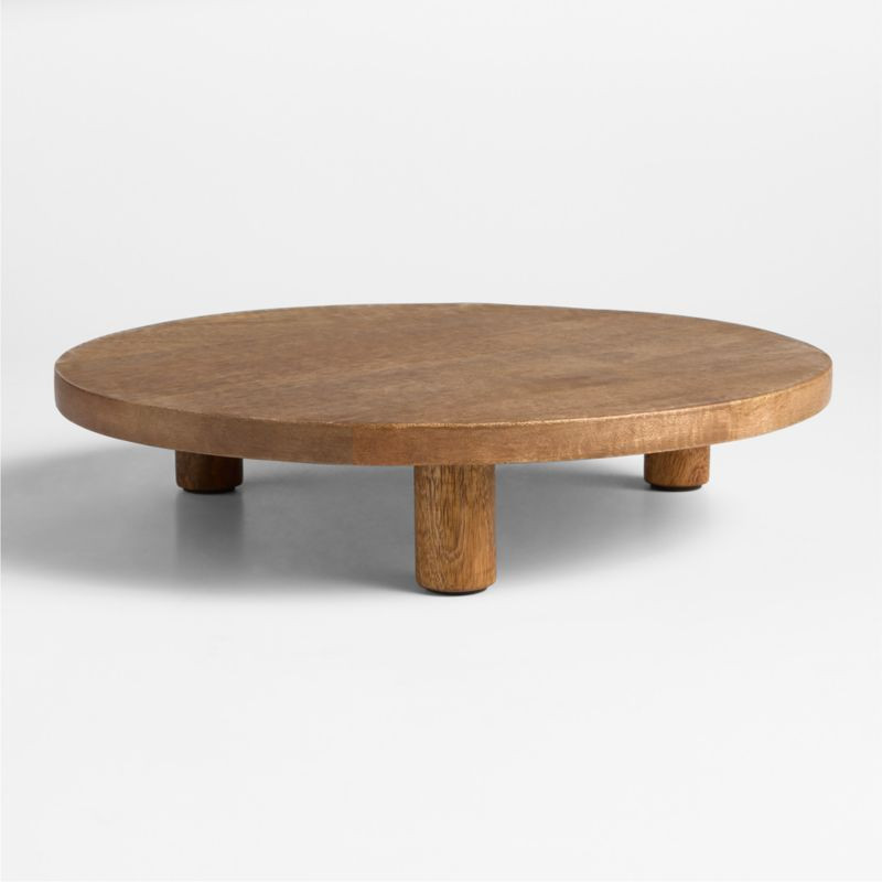 Orchard Wooden 14"" Round Footed Serve Board | Crate & Barrel