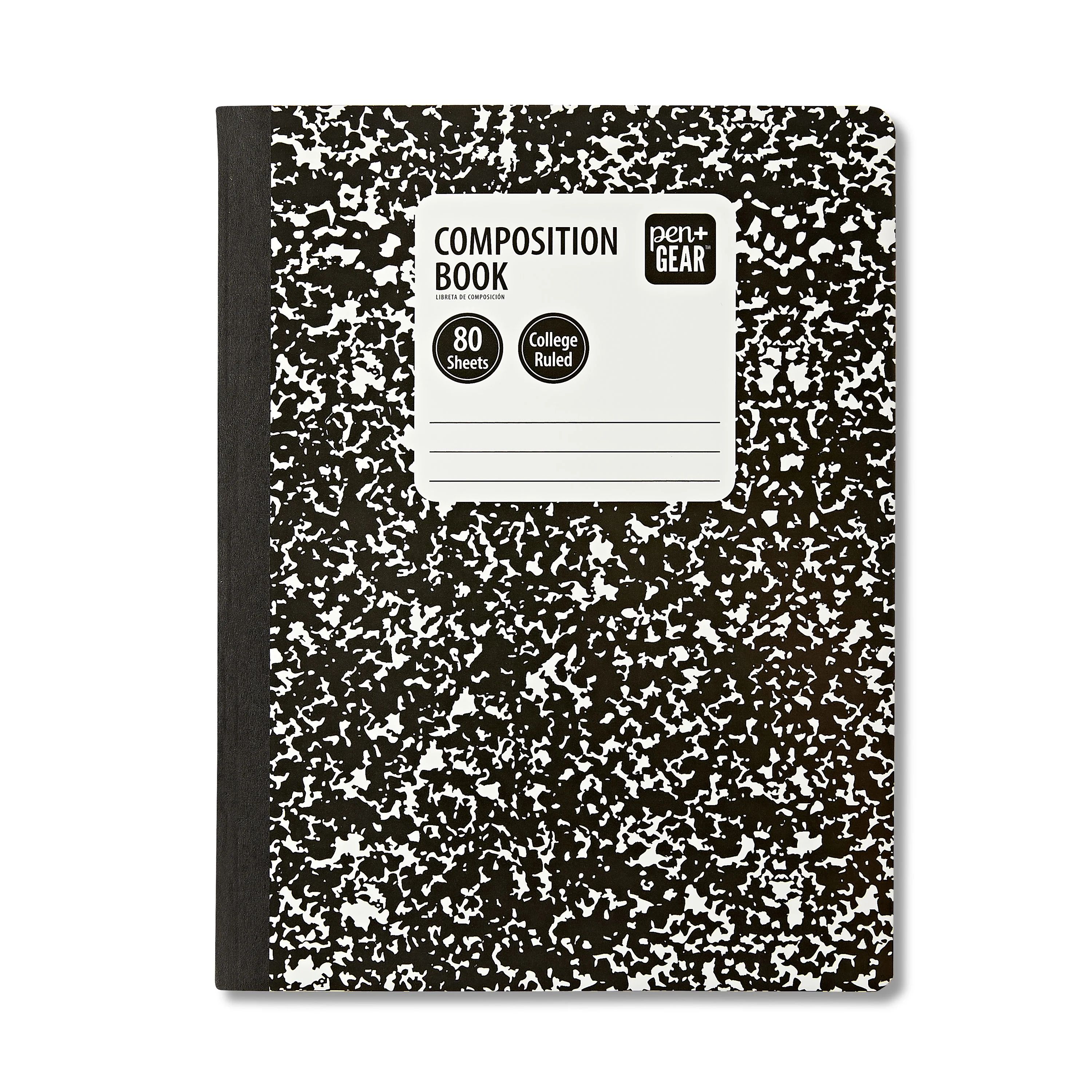 Pen+Gear College Ruled Composition Book, 7.5" x 9.75", Black & White, 80 Sheets | Walmart (US)