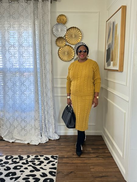 I rocked this two piece sweater outfit to church and got lots of compliments. I’m wearing an xl. It fits true to size. Shop below 

#LTKfindsunder100 #LTKstyletip #LTKworkwear
