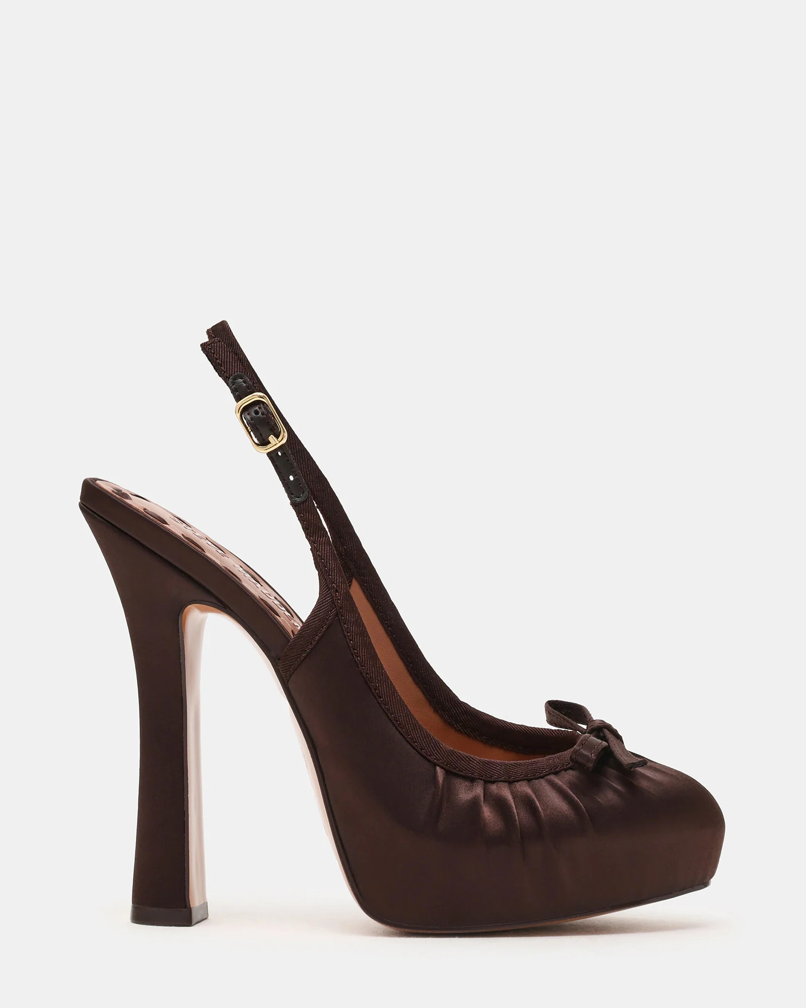 SOFIE Brown Satin Bow Slingback Platform Women's Heel | Steve Madden (US)