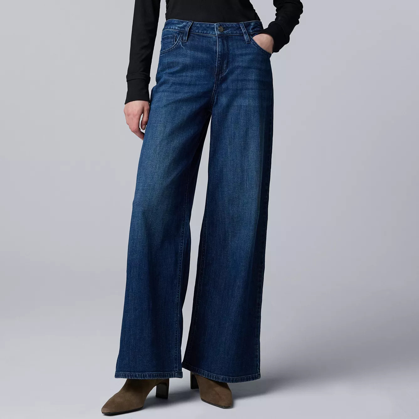 Women's Simply Vera Vera Wang Mid-Rise Wide Leg Jean | Kohl's