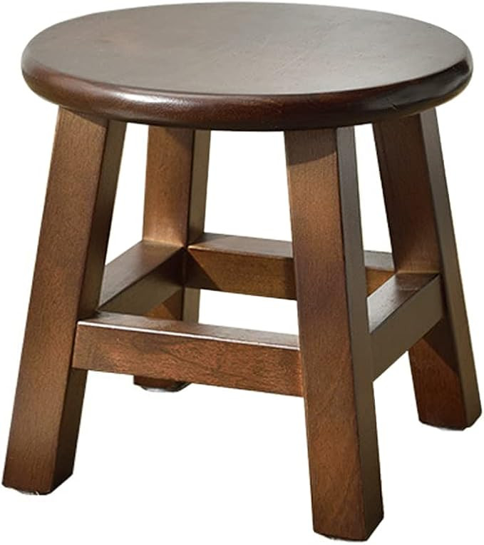 Solid Wood Stool - 10 inch Round Kids Stool for Short Reach & Shoe Changing (Brown) | Amazon (US)