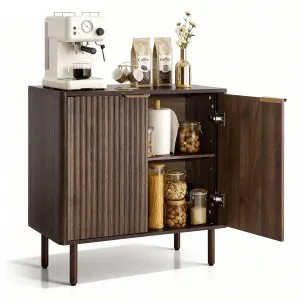 VEVOR Coffee Bar Cabinet, Mid Century Fluted Coffee Bar Table with 2-Tier Storage, Buffet Stand C... | Vevor US
