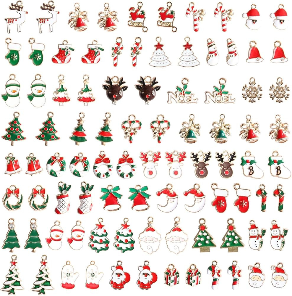 90Pcs Assorted Christmas Gold Enamel Charms - 45 Styles DIY Mini Xmas Charms for Earring, Necklac... | Amazon (UK)