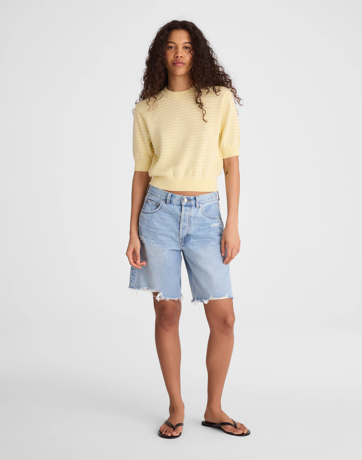 Textural-Stitch Crewneck Sweater in 100% Cotton | Madewell