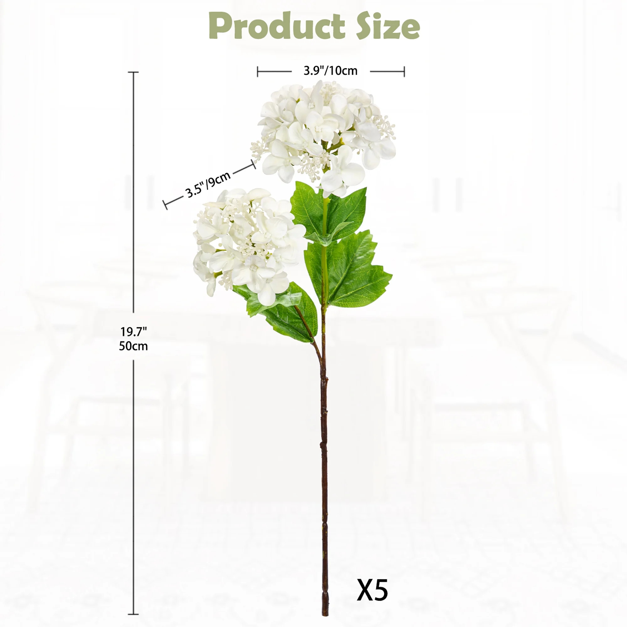 5 pcs Hydrangea Artificial Flowers 19"Real Touch 2 Flower Heads Faux Hydrangeas Realistic Silk Wh... | Walmart (US)